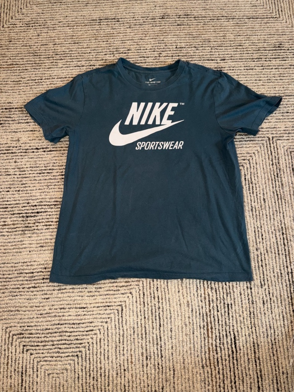 Nike Men's Sportswear Logo Tee in Deep Teal with White Print